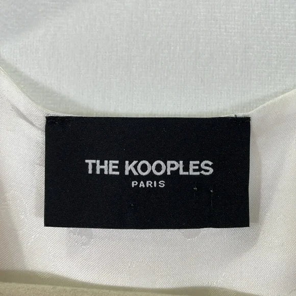 The Kooples Paris Blouse Top Size 2 Cream Dot Print Covered Buttons - Picture 3 of 11